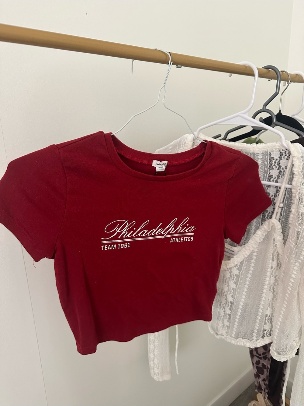 Garage Philadelphia Athletics Red Crop Baby Tee